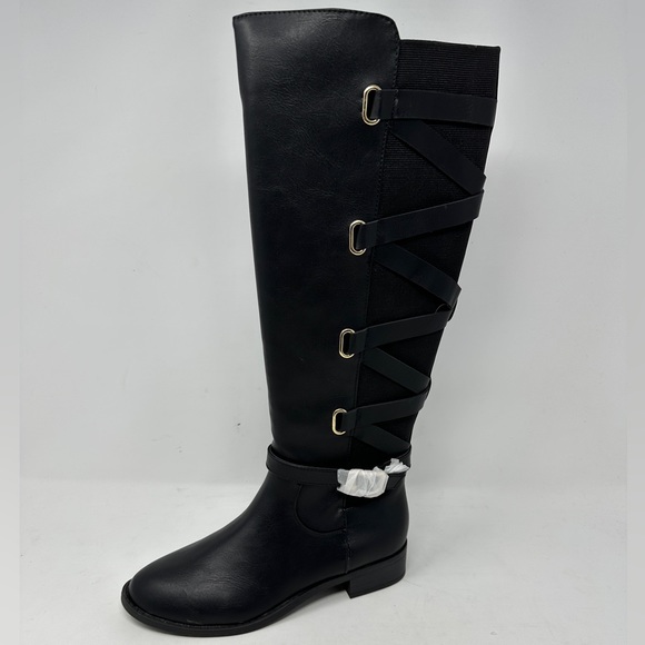 Thalia Sodi Women’s Veronika Faux Leather Riding Boots Black Medium NIB 6M - Picture 2 of 10